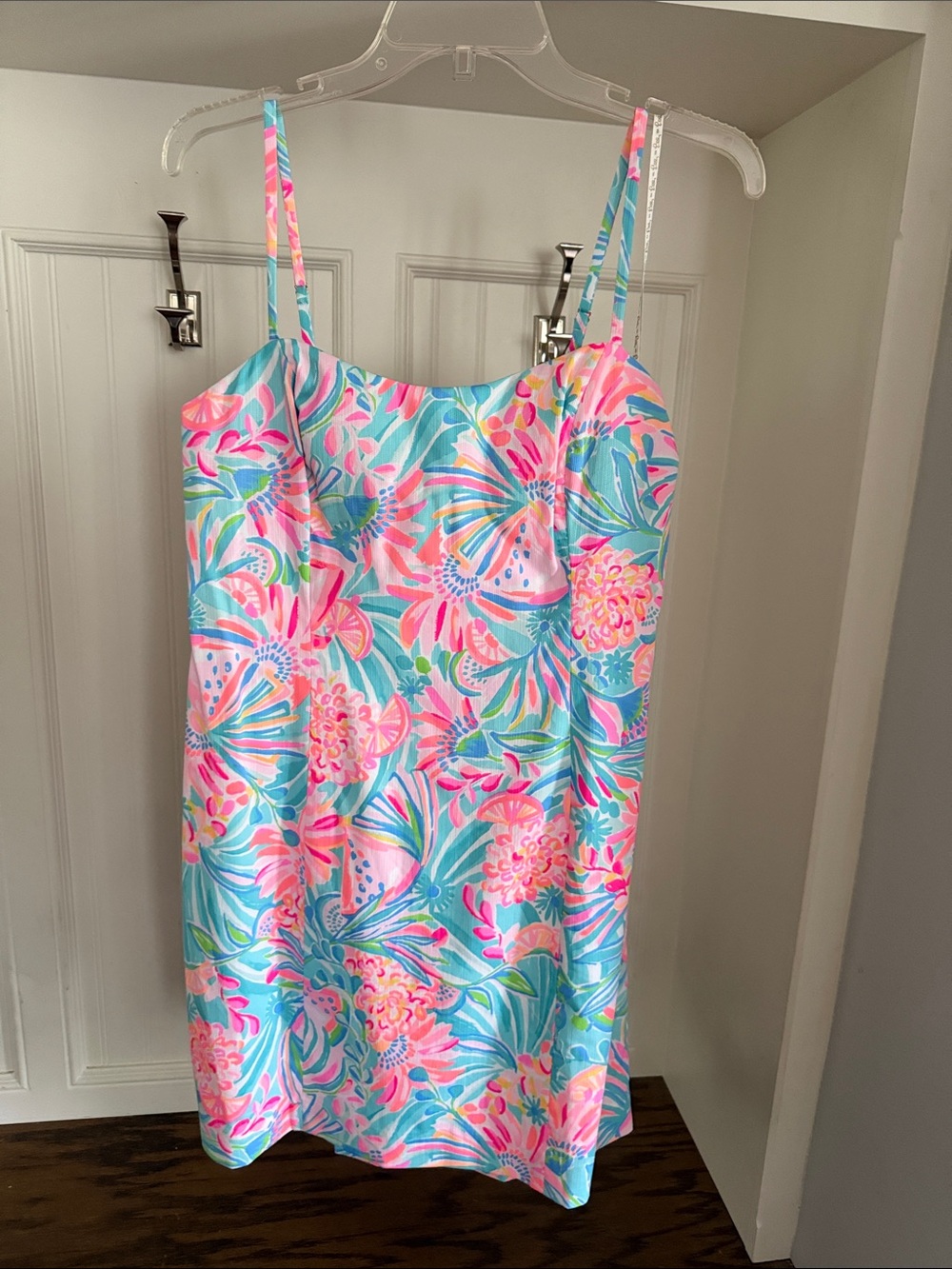 Lilly Pulitzer Multicolor Tropical Print Slip Dress in Pink & Aqua